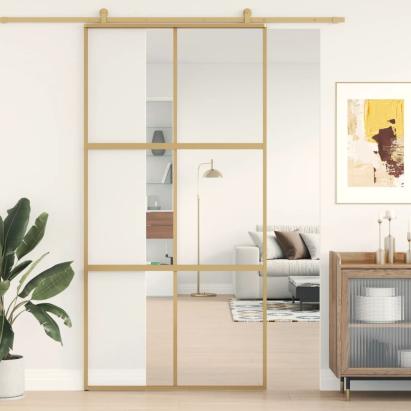 Ușă glisantă, auriu, 102,5x205 cm, sticlă ESG mată și aluminiu GartenMobel Dekor