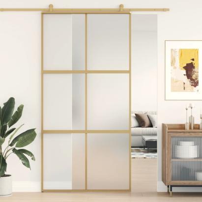Ușă glisantă, auriu, 102,5x205 cm, sticlă ESG mată și aluminiu GartenMobel Dekor