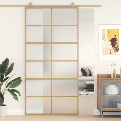 Ușă glisantă, auriu, 102,5x205 cm, sticlă ESG mată și aluminiu GartenMobel Dekor
