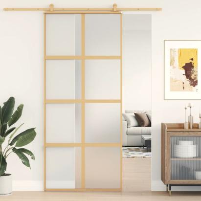 Ușă glisantă, auriu, 90x205 cm, sticlă ESG mată și aluminiu GartenMobel Dekor