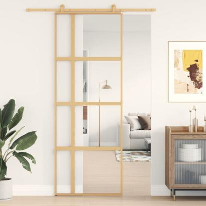 Ușă glisantă auriu 76x205 cm sticlă ESG transparentă/aluminiu GartenMobel Dekor