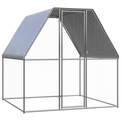 Coteț pentru pui, argintiu și gri, 2x2x2 m, oțel galvanizat GartenMobel Dekor