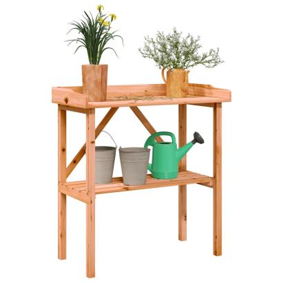 Masă de plante cu raft, maro, 78x38x82,5 cm, lemn masiv de brad GartenMobel Dekor