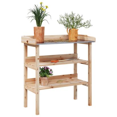 Masă de plante cu raft, 78x38x82,5 cm, lemn masiv de brad GartenMobel Dekor