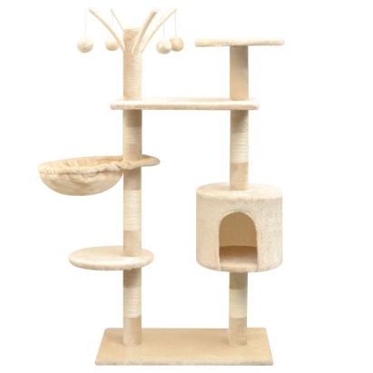 Ansamblu pisici, stâlpi cu funie de sisal, 125 cm, bej GartenMobel Dekor