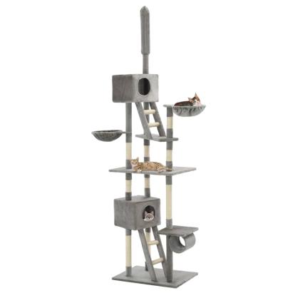Ansamblu pisici cu stâlpi din funie de sisal, 230-260 cm Gri GartenMobel Dekor