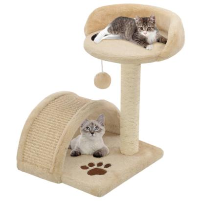 Ansamblu pisici cu stâlp funie sisal, bej și maro, 40 cm GartenMobel Dekor