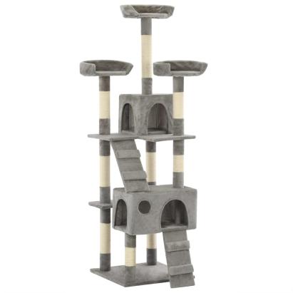 Ansamblu pentru pisici cu stâlpi funie sisal, 170 cm, gri GartenMobel Dekor