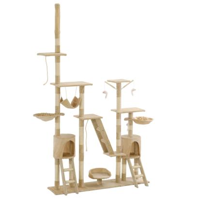 Ansamblu pentru pisici stâlpi din funie de sisal 230-250 cm bej GartenMobel Dekor
