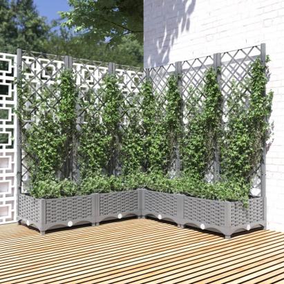 Jardinieră de grădină cu spalier gri deschis 120x120x121,5cm PP GartenMobel Dekor