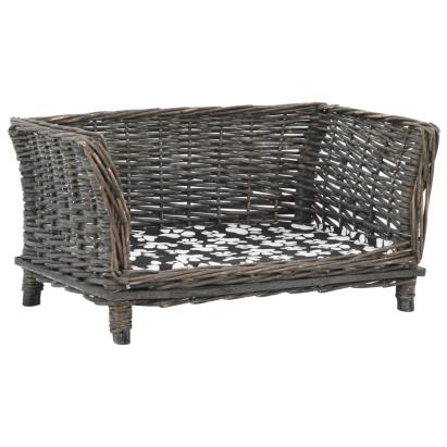 Coș pentru câini cu pernă, gri, 50x33x30 cm, salcie naturală GartenMobel Dekor