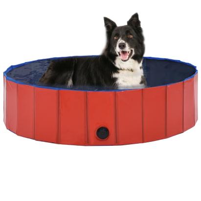 Piscină pentru câini pliabilă, roșu, 120 x 30 cm, PVC GartenMobel Dekor
