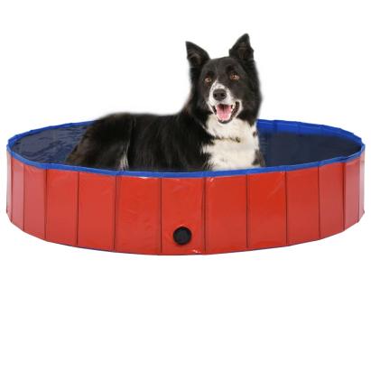 Piscină pentru câini pliabilă, roșu, 160 x 30 cm, PVC GartenMobel Dekor