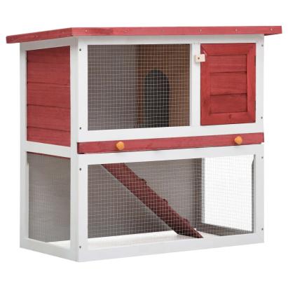 Cușcă de iepuri pentru exterior, 1 ușă, roșu, lemn GartenMobel Dekor