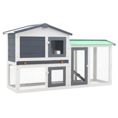 Cușcă mare exterior pt. iepuri, gri și alb, 145x45x84 cm, lemn GartenMobel Dekor