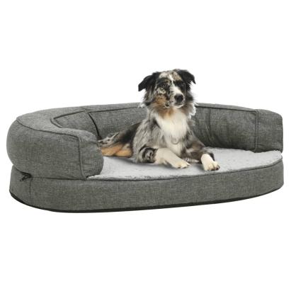 Saltea ergonomică pat de câini, gri, 75x53 cm, aspect in/fleece GartenMobel Dekor