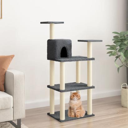Ansamblu pisici, stâlpi din funie sisal, gri închis, 119 cm GartenMobel Dekor