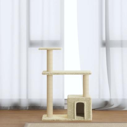 Ansamblu pisici cu stâlpi din funie de sisal, crem, 70 cm GartenMobel Dekor