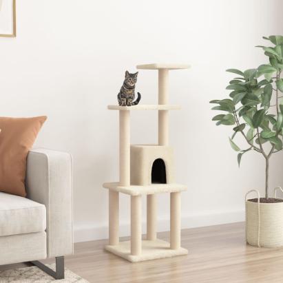 Ansamblu pisici cu stâlpi din funie de sisal, crem, 105 cm GartenMobel Dekor