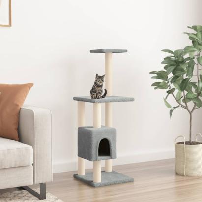 Ansamblu pisici, stâlpi din funie sisal, gri deschis, 104 cm GartenMobel Dekor