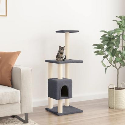 Ansamblu pisici cu stâlpi din funie de sisal, gri închis 104 cm GartenMobel Dekor