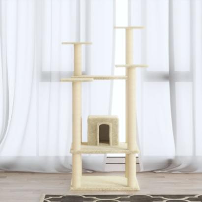 Ansamblu pisici cu stâlpi din funie de sisal, crem, 110 cm GartenMobel Dekor