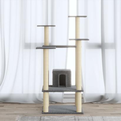 Ansamblu pisici, stâlpi din funie sisal, gri deschis, 110 cm GartenMobel Dekor