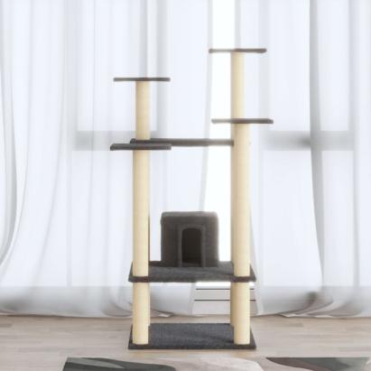 Ansamblu pisici cu stâlpi din funie de sisal, gri închis 110 cm GartenMobel Dekor