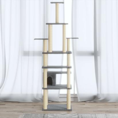 Ansamblu pisici, stâlpi din funie sisal, gri deschis, 183 cm GartenMobel Dekor