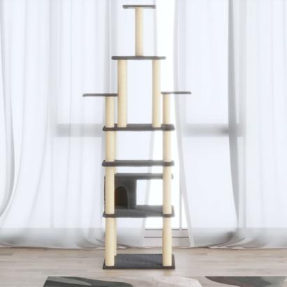 Ansamblu pisici, stâlpi din funie sisal, gri închis, 183 cm GartenMobel Dekor
