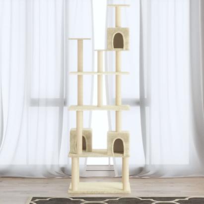 Ansamblu pisici cu stâlpi din funie de sisal, crem, 188 cm GartenMobel Dekor