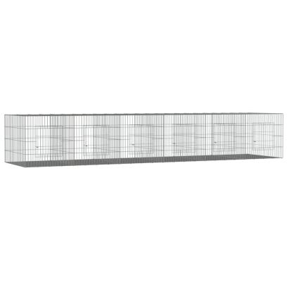 Cușcă pentru iepuri, 6 panouri, 327x79x54 cm, fier galvanizat GartenMobel Dekor