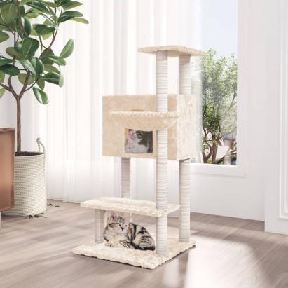 Ansamblu de pisici cu stâlpi din funie de sisal, crem, 108,5 cm GartenMobel Dekor
