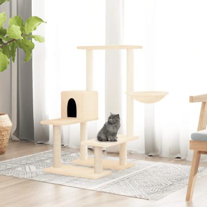 Ansamblu de pisici cu stâlpi din funie de sisal, crem, 94,5 cm GartenMobel Dekor