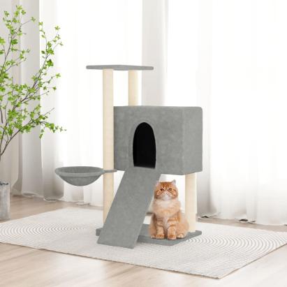 Ansamblu de pisici, stâlpi din funie sisal, gri deschis, 96 cm GartenMobel Dekor