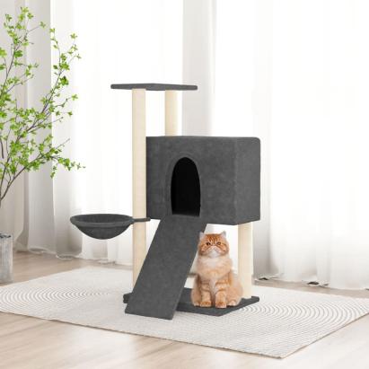 Ansamblu de pisici, stâlpi din funie sisal, gri închis, 96 cm GartenMobel Dekor