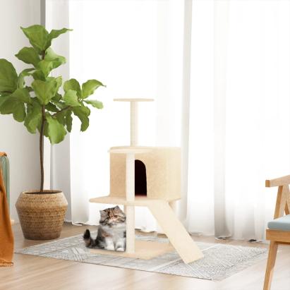 Ansamblu de pisici cu stâlpi din funie de sisal, crem, 109 cm GartenMobel Dekor