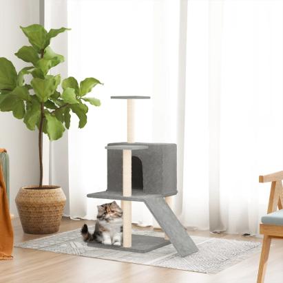 Ansamblu de pisici, stâlpi din funie sisal, gri deschis, 109 cm GartenMobel Dekor