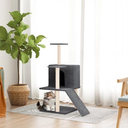 Ansamblu de pisici, stâlpi din funie sisal, gri închis, 109 cm GartenMobel Dekor