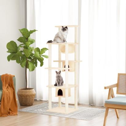 Ansamblu de pisici cu stâlpi din funie de sisal, crem, 169 cm GartenMobel Dekor