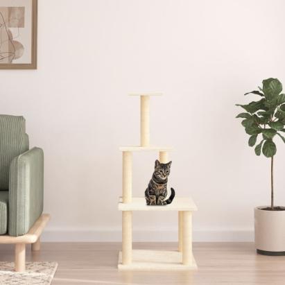 Ansamblu de pisici cu stâlpi din funie de sisal, crem, 111 cm GartenMobel Dekor