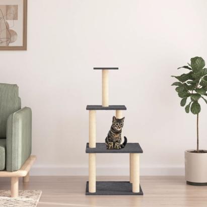 Ansamblu pisici, stâlpi din funie sisal, gri închis, 111 cm GartenMobel Dekor