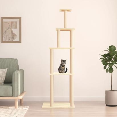 Ansamblu de pisici cu stâlpi din funie de sisal, crem, 183 cm GartenMobel Dekor