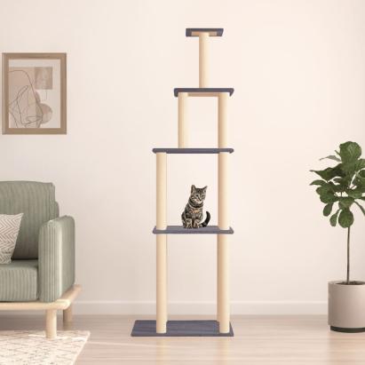 Ansamblu pisici cu stâlpi din funie sisal, gri închis, 183 cm GartenMobel Dekor