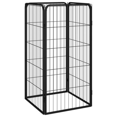 Padoc pentru câini cu 4 panouri, negru, 50x100 cm, oțel GartenMobel Dekor