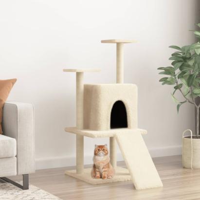 Ansamblu de pisici cu stâlpi din funie de sisal, crem, 110 cm GartenMobel Dekor