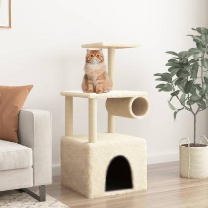 Ansamblu de pisici cu stâlpi din funie de sisal, crem, 109,5 cm GartenMobel Dekor