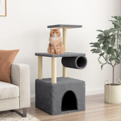 Ansamblu pisici cu stâlpi din funie sisal, gri închis, 109,5 cm GartenMobel Dekor