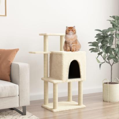 Ansamblu de pisici cu stâlpi din funie de sisal, crem, 97 cm GartenMobel Dekor