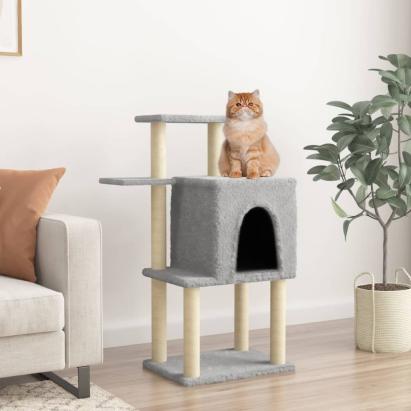 Ansamblu pisici, stâlpi din funie sisal, gri deschis, 97 cm GartenMobel Dekor